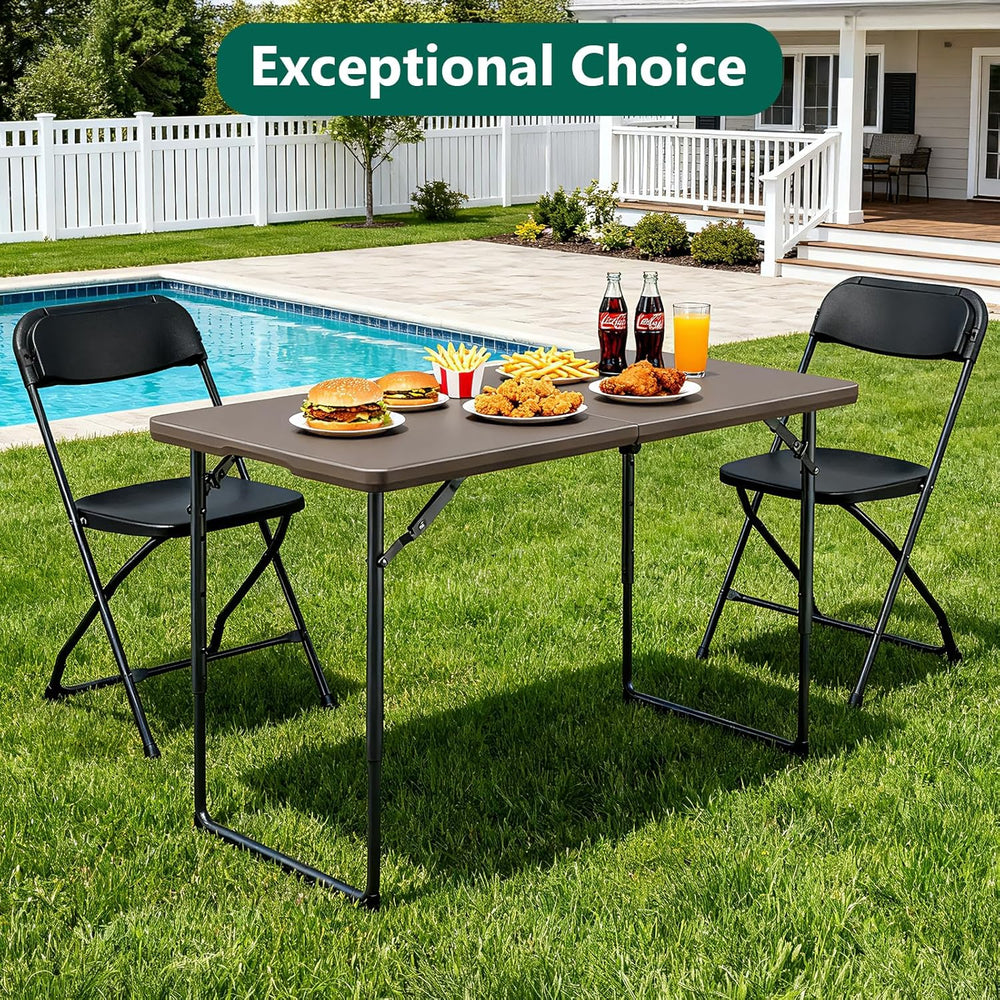 Folding Table 4FT Heavy Duty Plastic Table with Handle, Foldable&Portable...