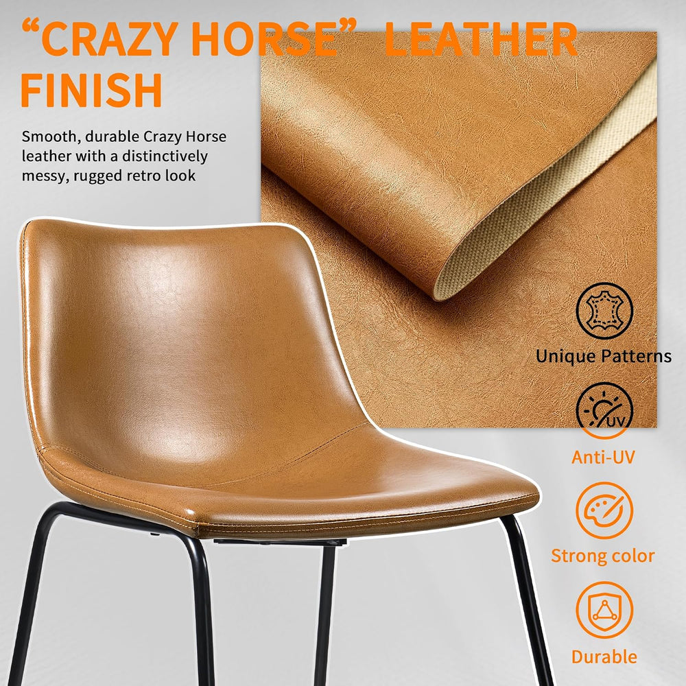 Waleaf 26 Inch Counter Height Bar Stools Set of 2, Faux Leather Bar Chairs
