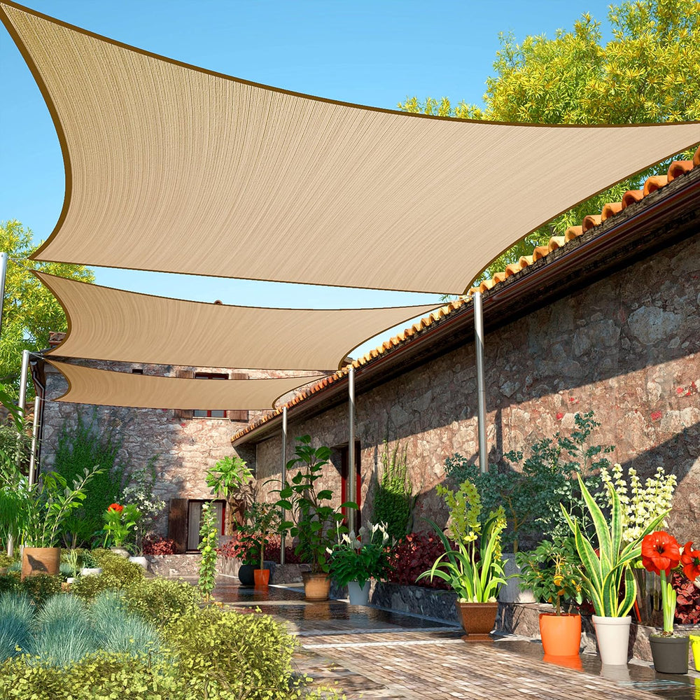 ShadeMart 10' x 16' Sand Sun Shade Sail UPF50 Rectangle Canopy Fabric...