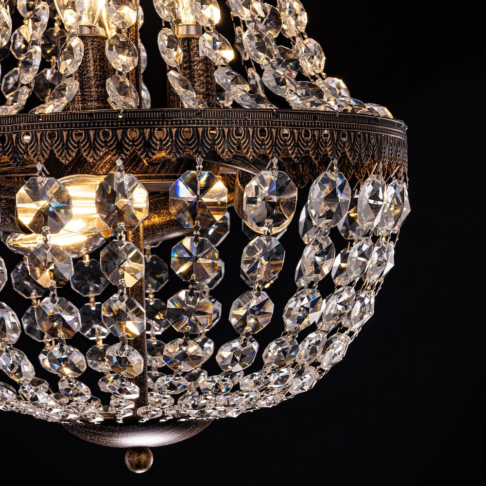 Wellmet 6 Lights French Empire Crystal Chandelier 13 Inch Farmhouse Chandelie...