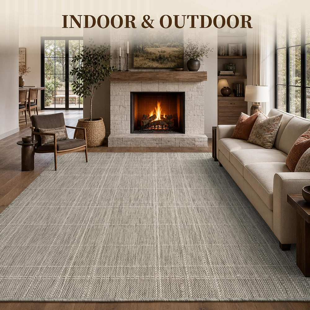 PADOOR-Grey Outdoor Rug-Patio Rug 8x10 ft Polypropylene Indoor Outdoor Rugs O...