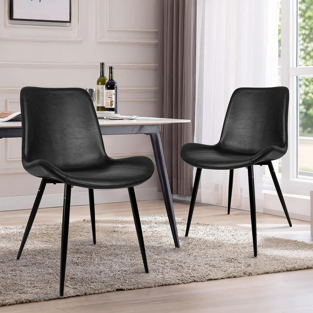 CangLong Modern Dining Chairs Set of 2, Faux Leather Upholstered Armless Acce...