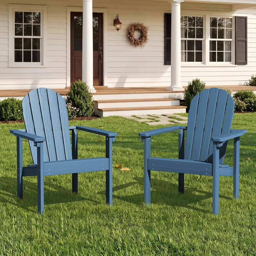 SERWALL HDPE Stackable Adirondack Chairs Set of 2,Space-Saving, Blue