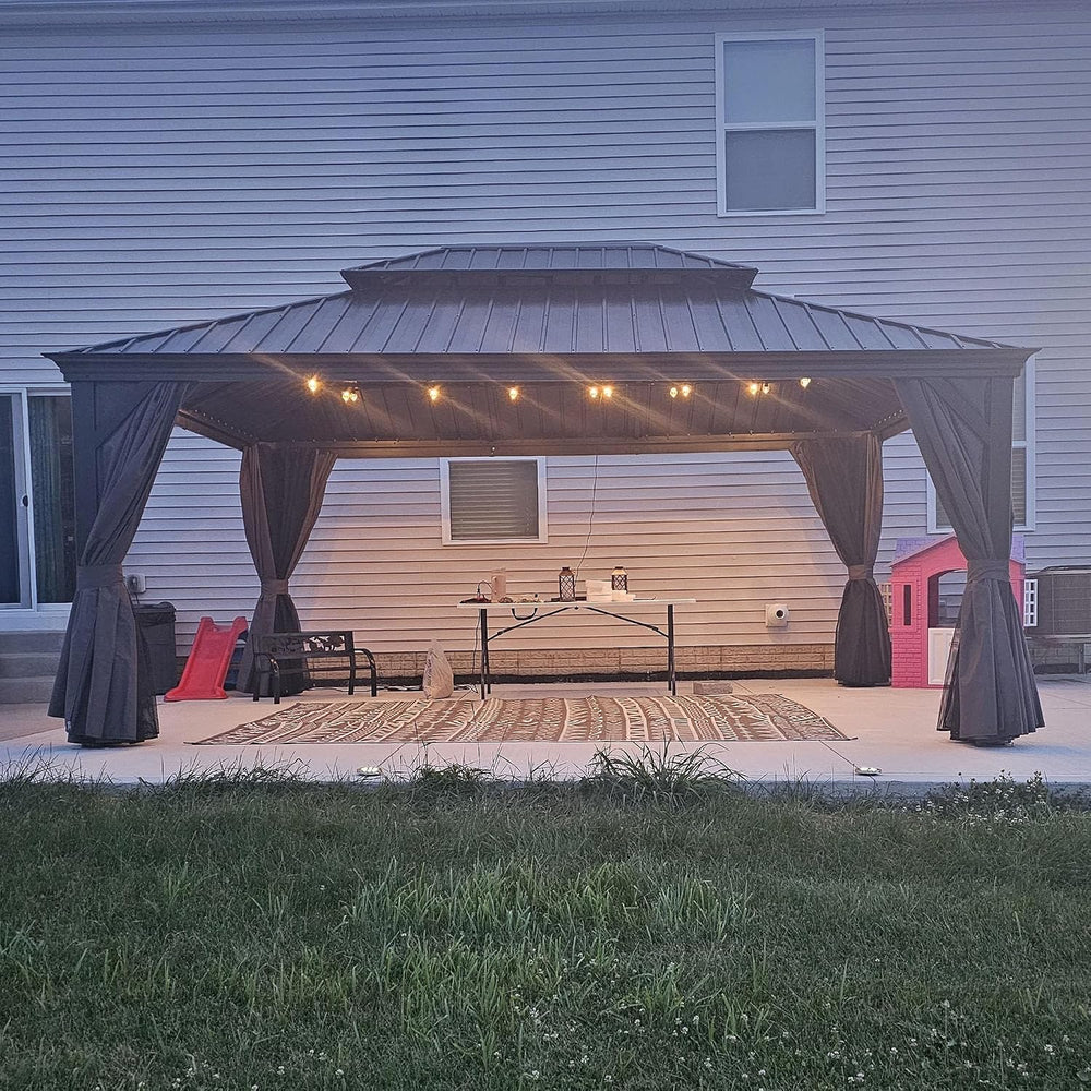 PURPLE LEAF 13' X 17' Hardtop Gazebo 4.7" Thick Post, Gray
