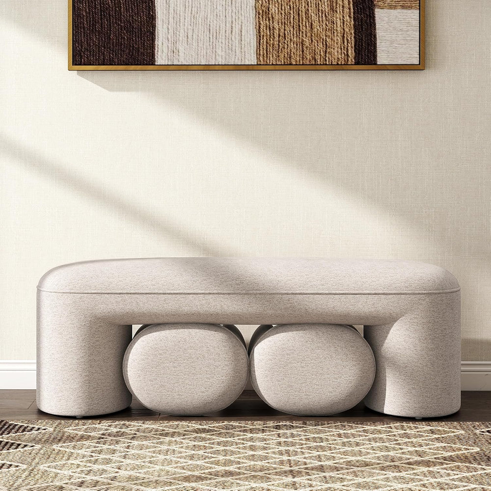 Hyfirm 3-Piece Nesting Ottoman Bench Set, 53" Chenille End of Bed Bench ...