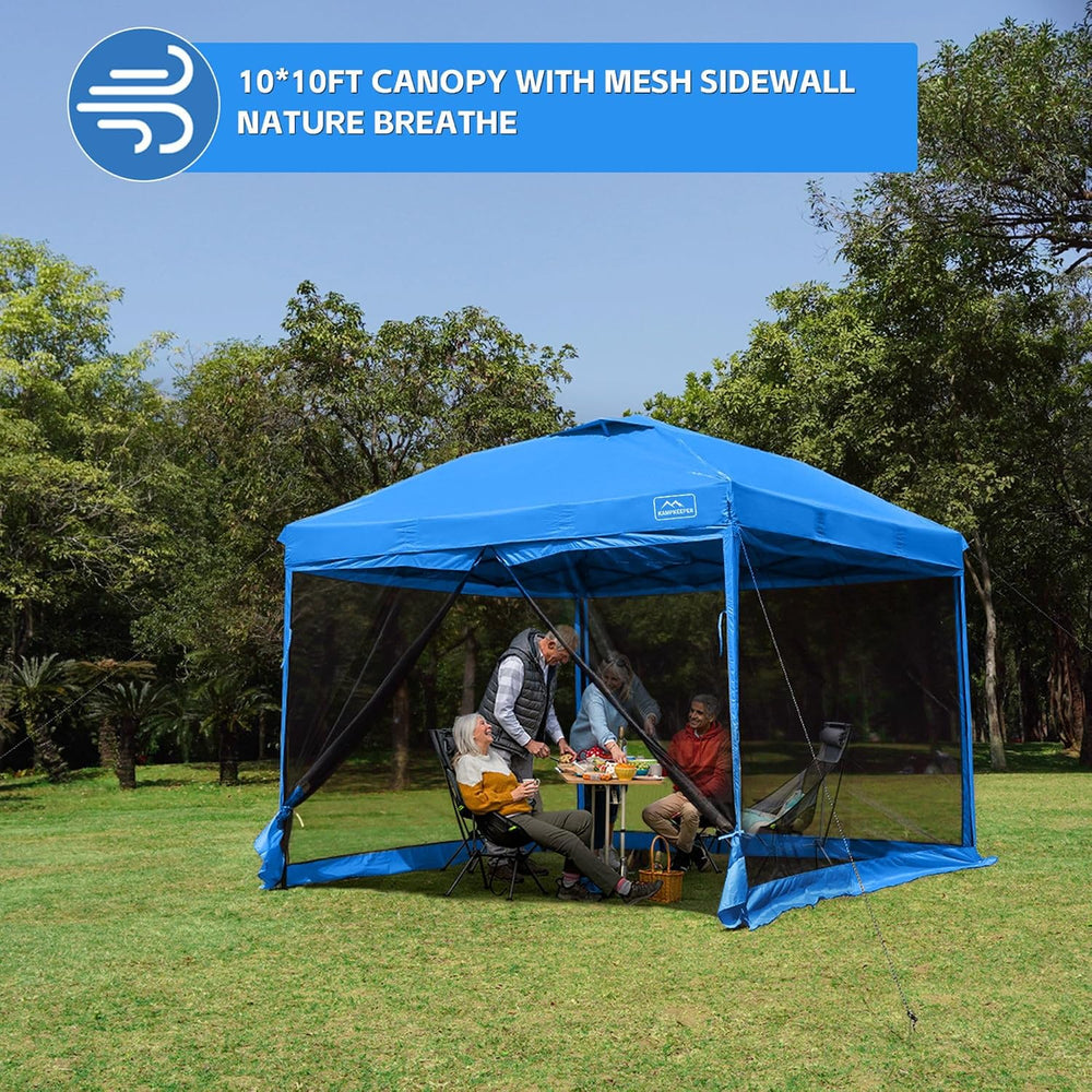 KAMPKEEPER 10x10 Pop-Up Canopy Tent, Waterproof, Portable Shade with Side Wal...