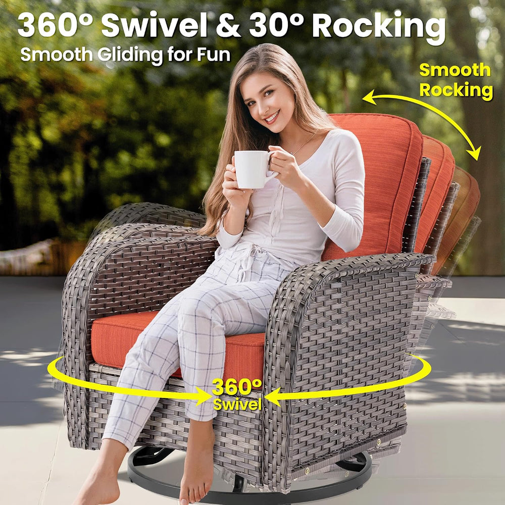 ovios 5 Pieces Patio Furniture Set, Outdoor Wicker Sofa Couch with Swivel Gli...