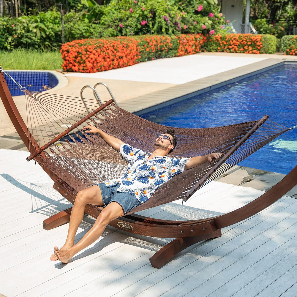Lazy Daze 2 Person Caribbean Rope Hammock, Handwoven Double Hammock