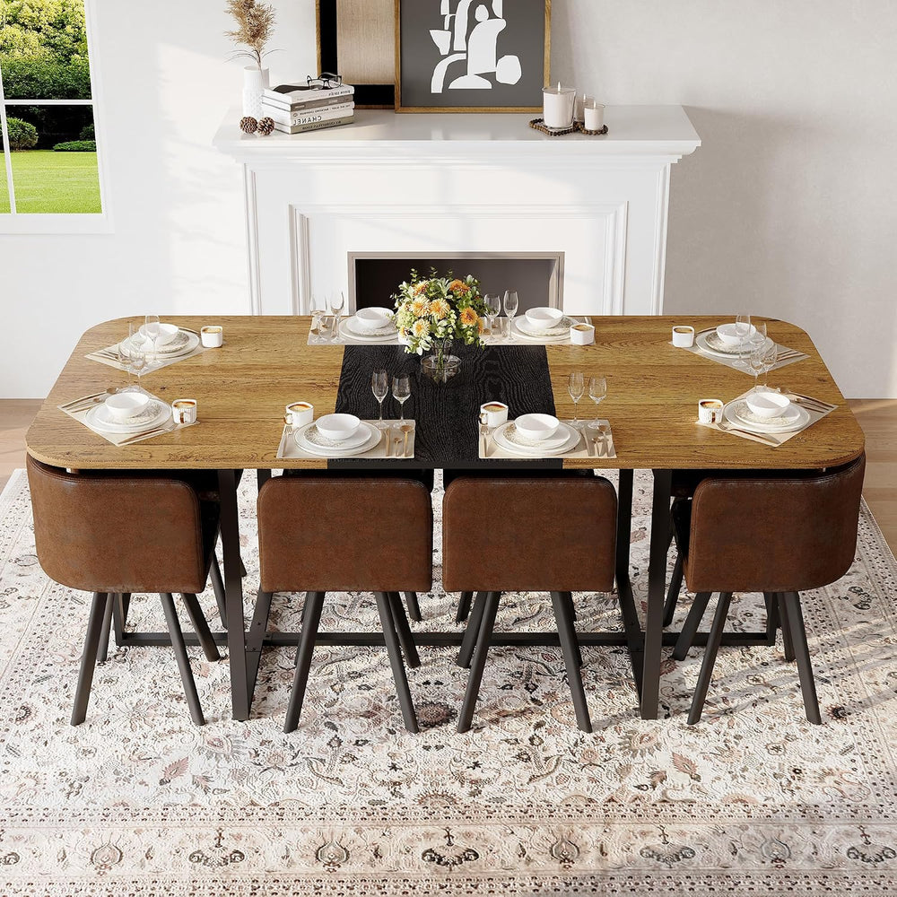 dining room table set for 8, 9-Piece Farmhouse Kitchen & Living Room Set,...