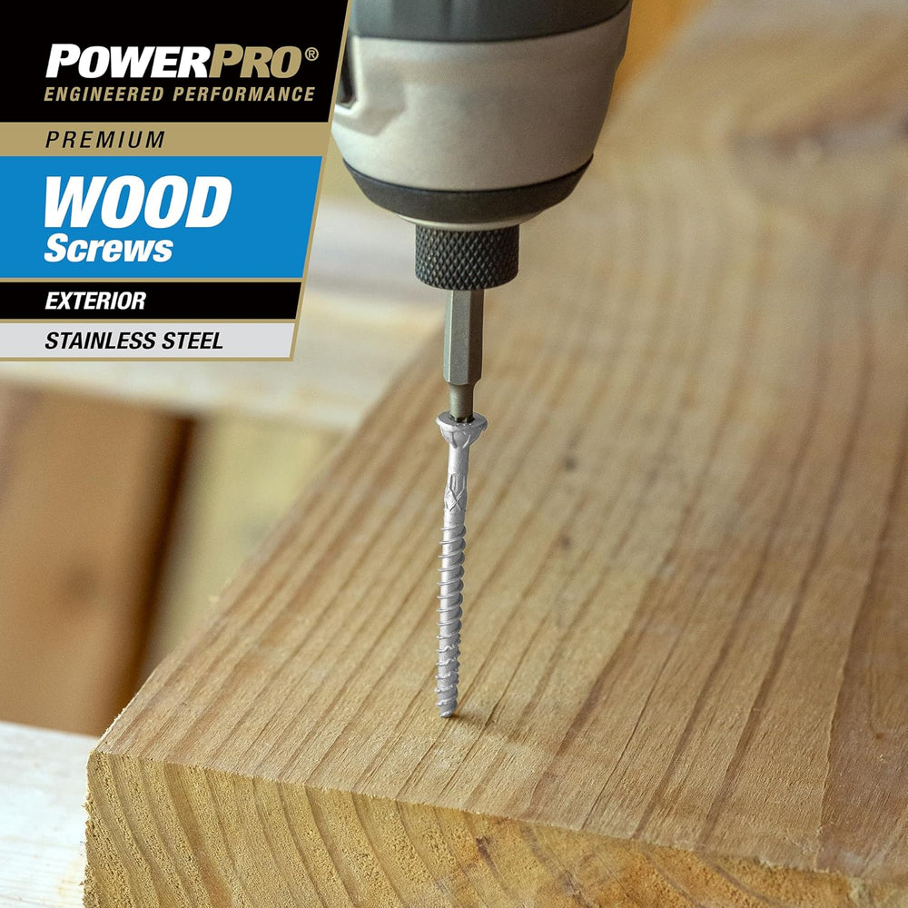 Power Pro Premium Exterior Wood Screws, #10 x 3 Inch All-Purpose Deck Screws ...