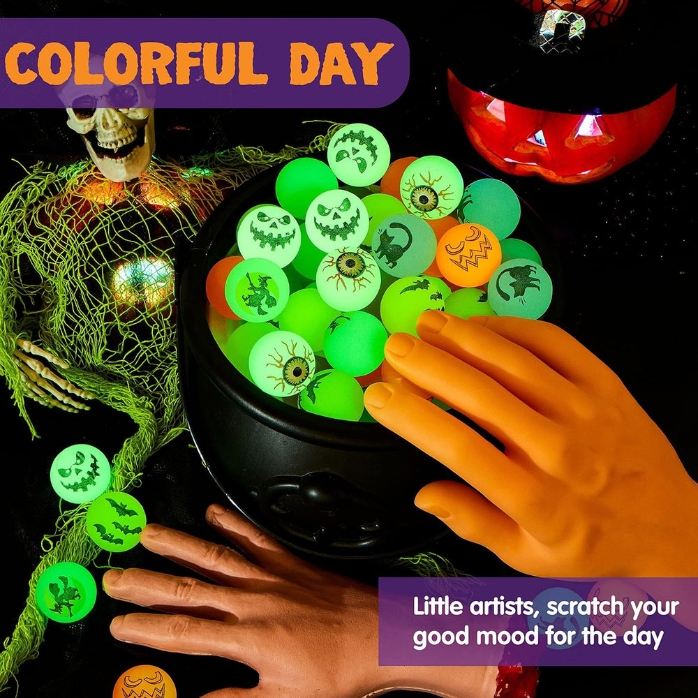 JOYIN 72 PCS Halloween Bouncy Balls, Glow in The Dark Bouncing Balls Eyeballs...