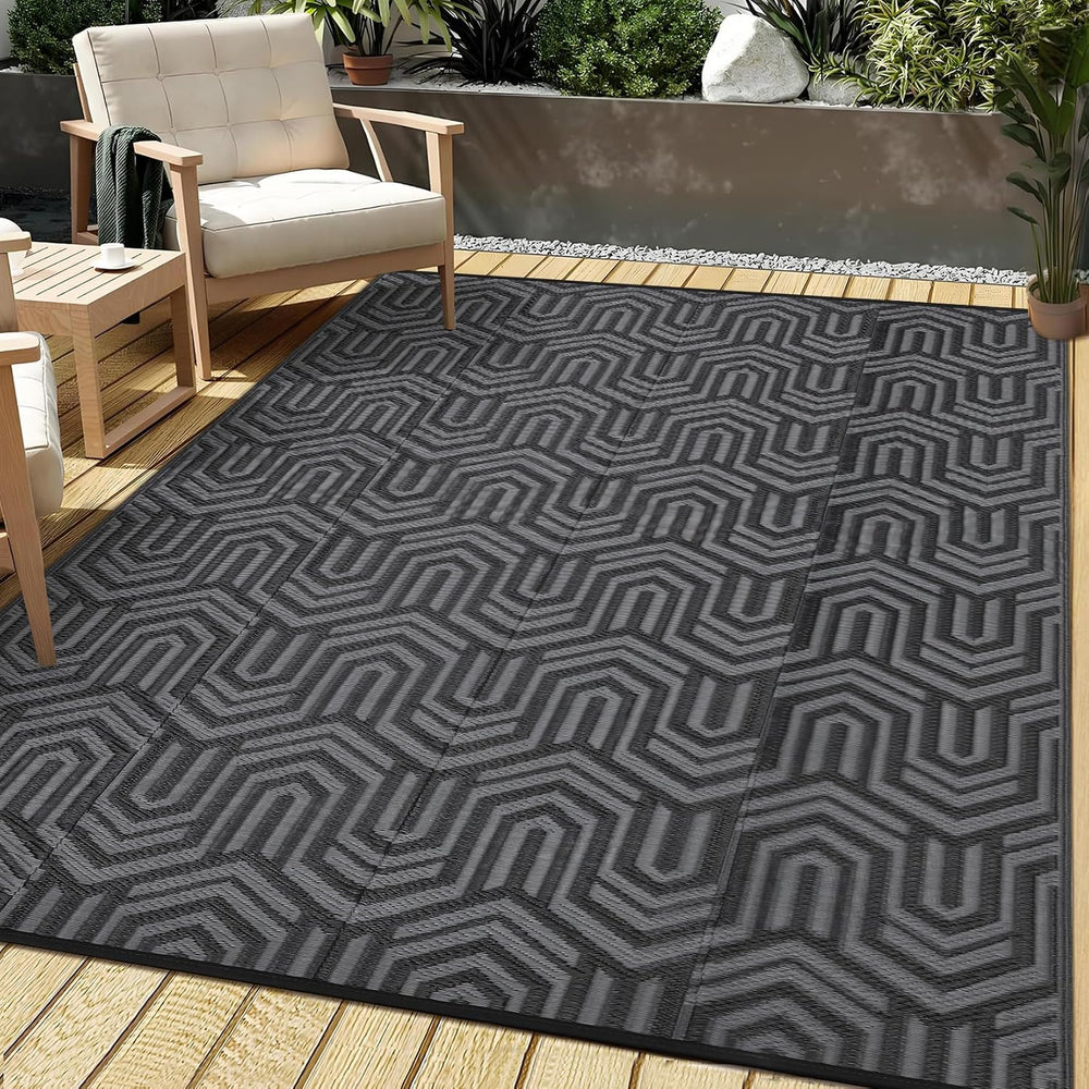 Garvee Outdoor Rug 9x12 ft Waterproof Reversible Patio Mat