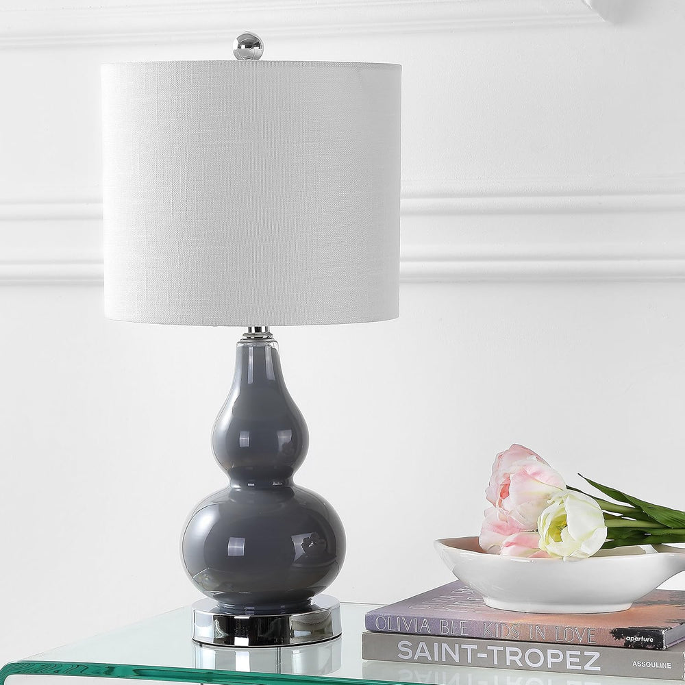 JONATHAN Y Anya Gourd Glass Table Lamp 20.5", Gray