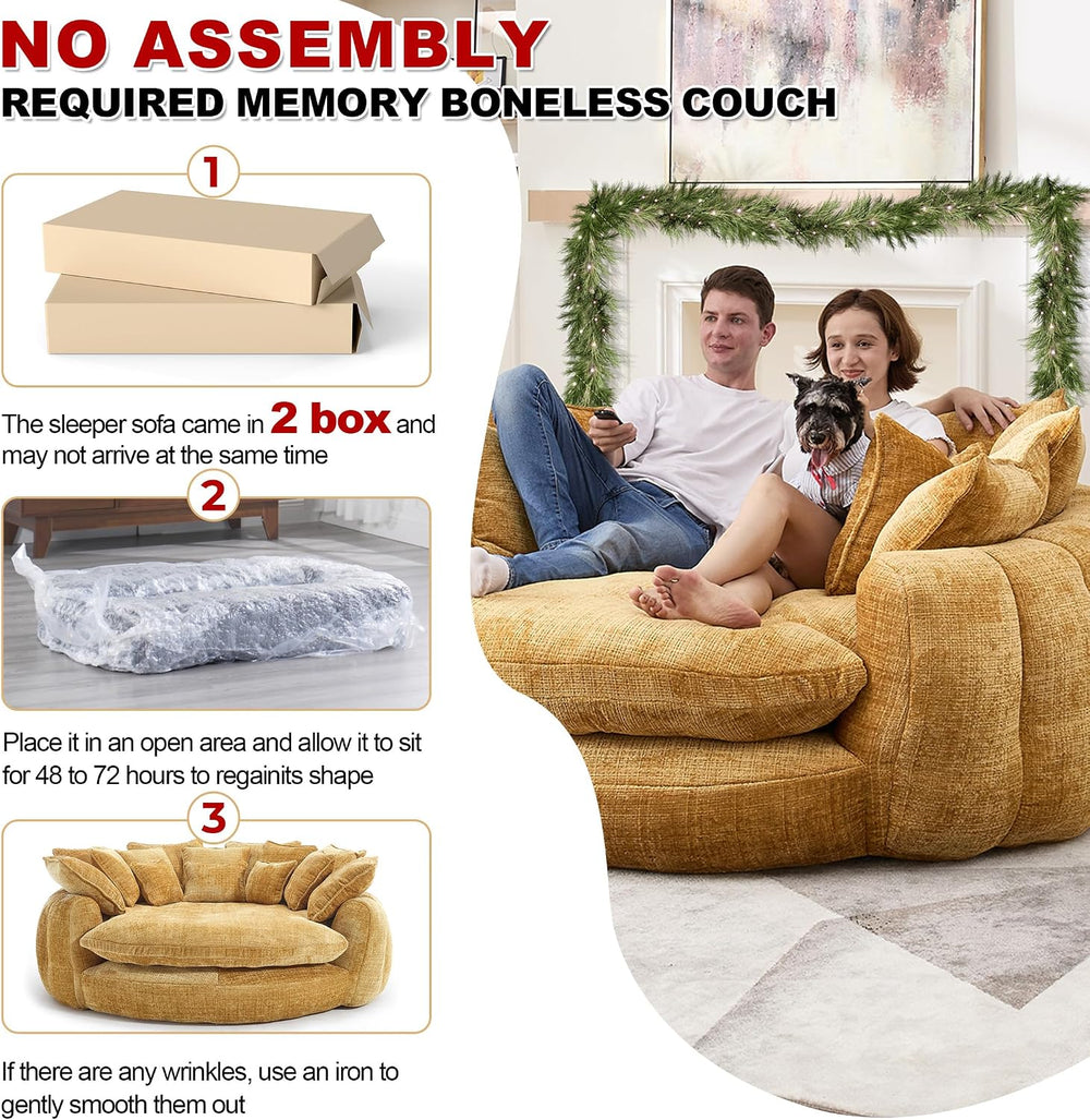 81.1" Oversized Round Chaise Lounge, Extra-Thick 14.9" Seat Wrap-Ar...