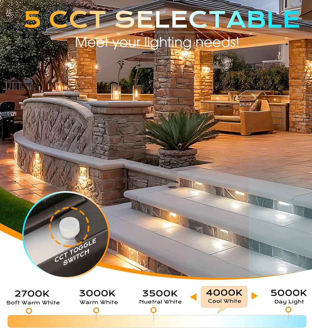 CLOUDY BAY [8 Pack] 4 Inch 3W 5CCT Hardscape Paver Light,Retainng Wall Lights...