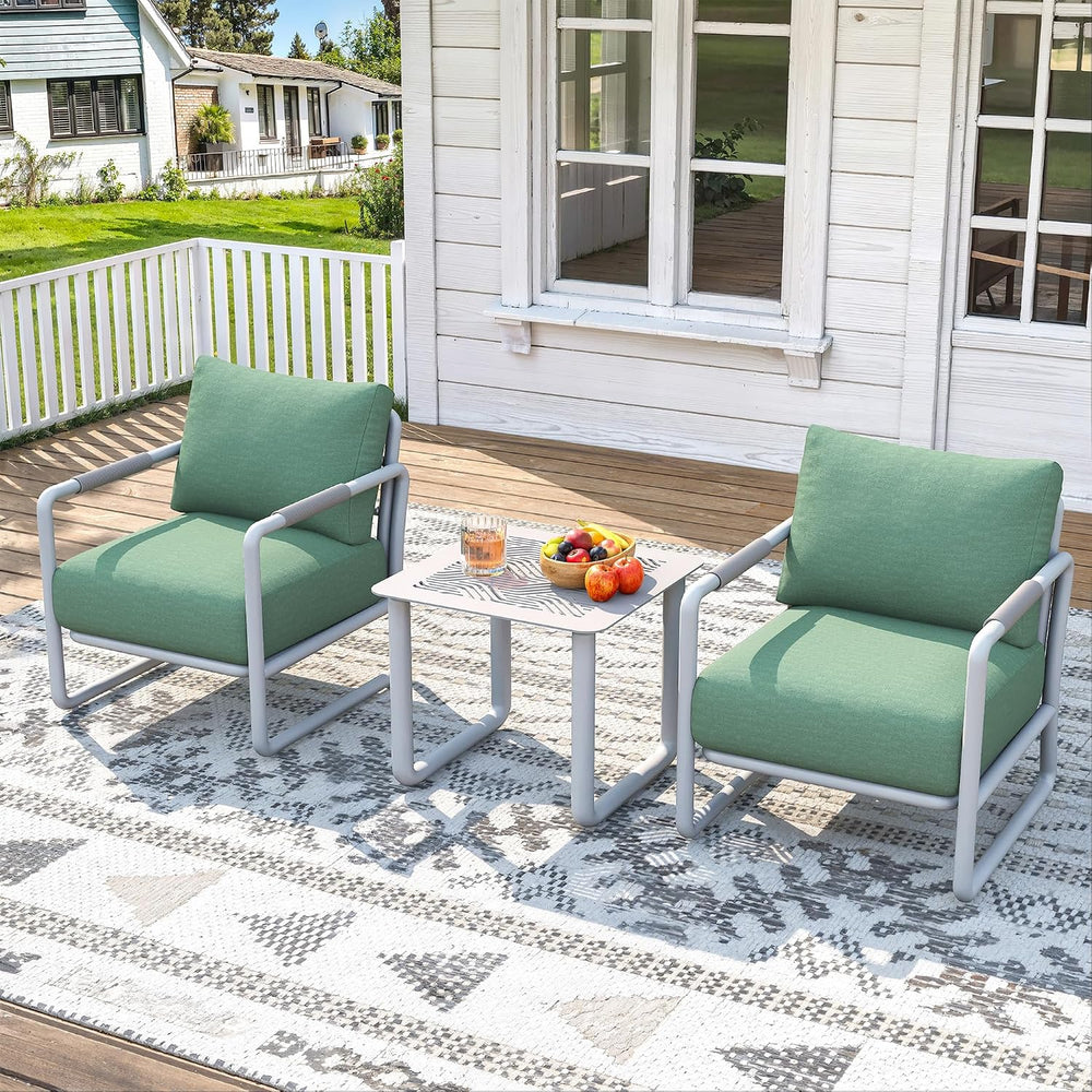 3-Piece Modern Aluminum Patio Sofa Set with Coffee Table, Deep Seating Conver...