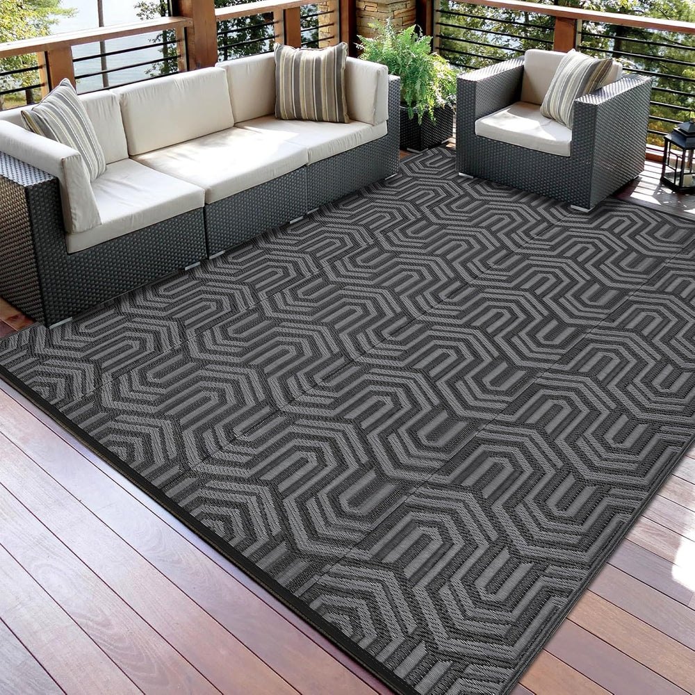 Garvee Outdoor Rug 9x12 ft Waterproof Reversible Patio Mat