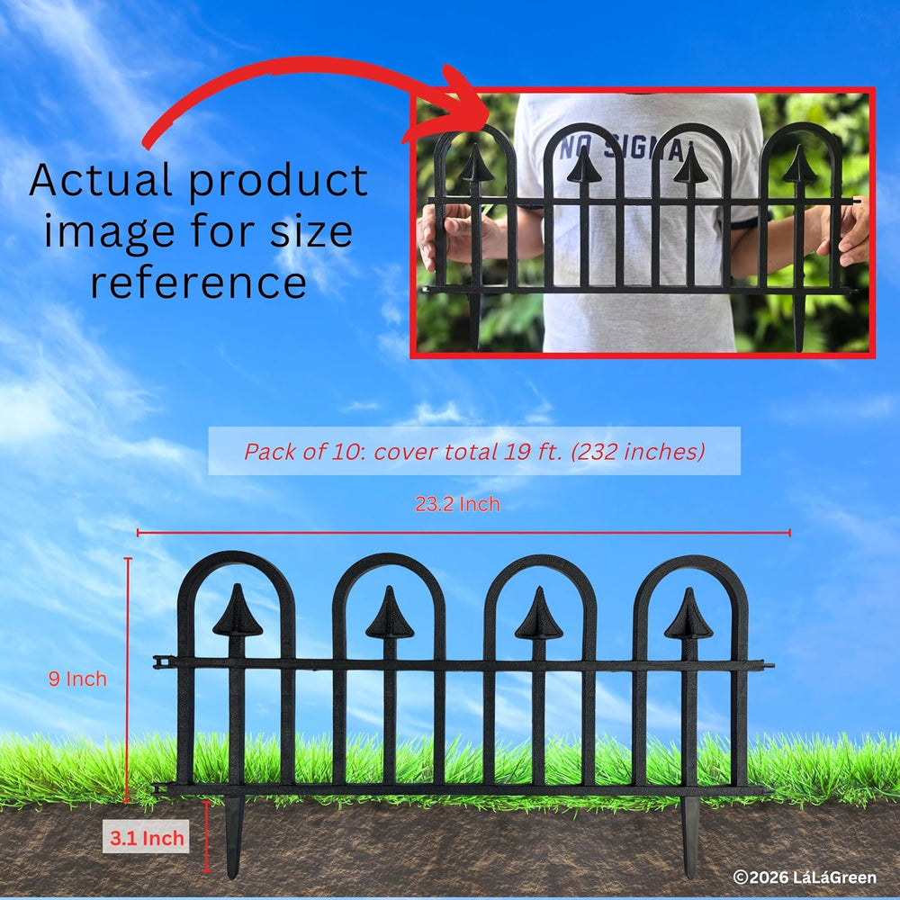 LaLaGreen Garden Edging Border (24in, 10 Pack) Small Flower Fence Panels