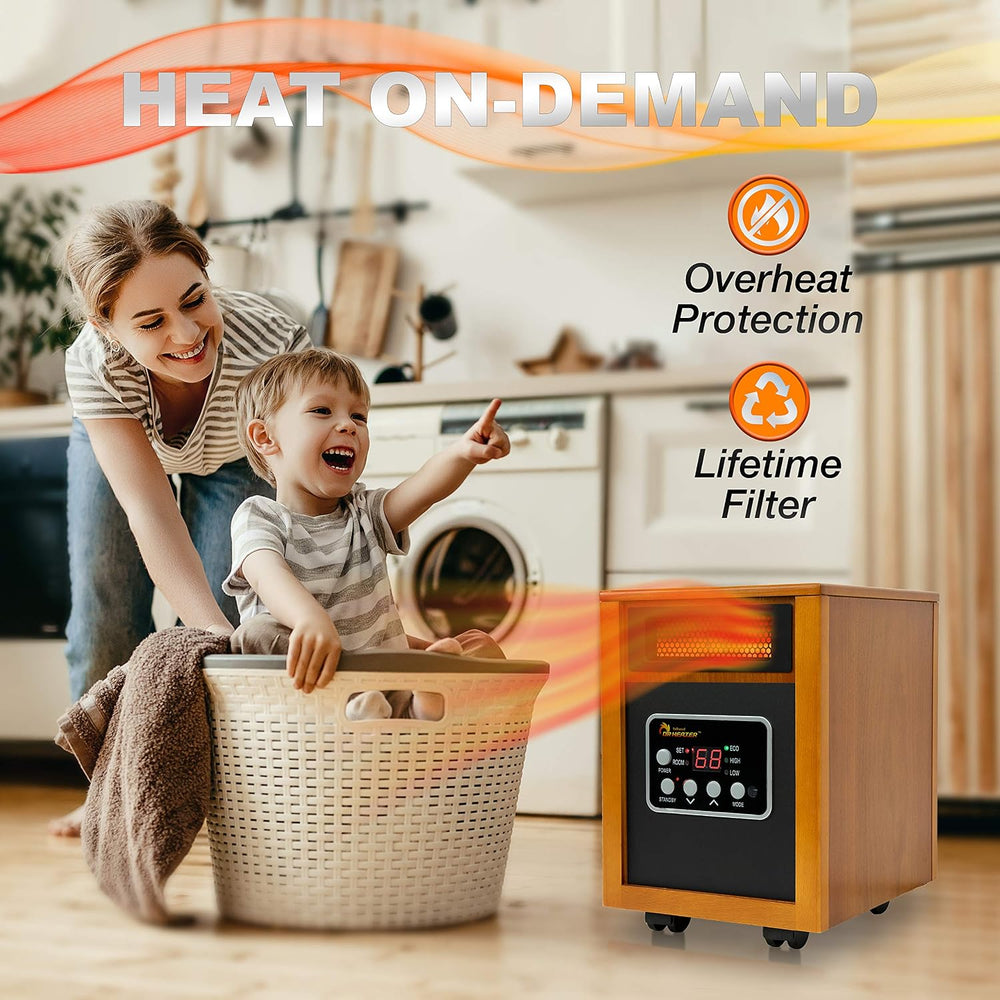 Dr Infrared Heater DR-968 Portable Space Heater, 1500-Watt, Cherry