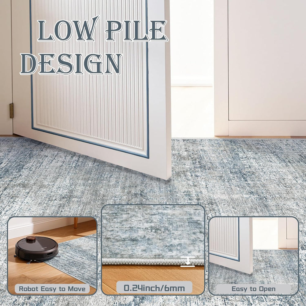 Cochyean 6x9 Area Rugs for Living Room Abstract Washable Rug, Blue Gray
