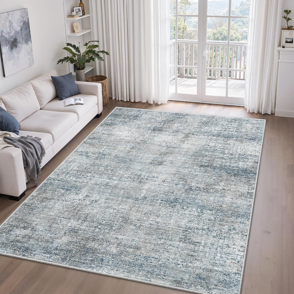 Cochyean 6x9 Area Rugs for Living Room Abstract Washable Rug, Blue Gray