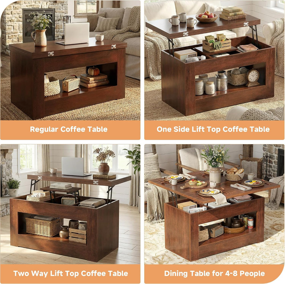 UNIQUITE 40" Lift Top Coffee Table, 4 in 1 Multi-Function Lift Coffee Ta...