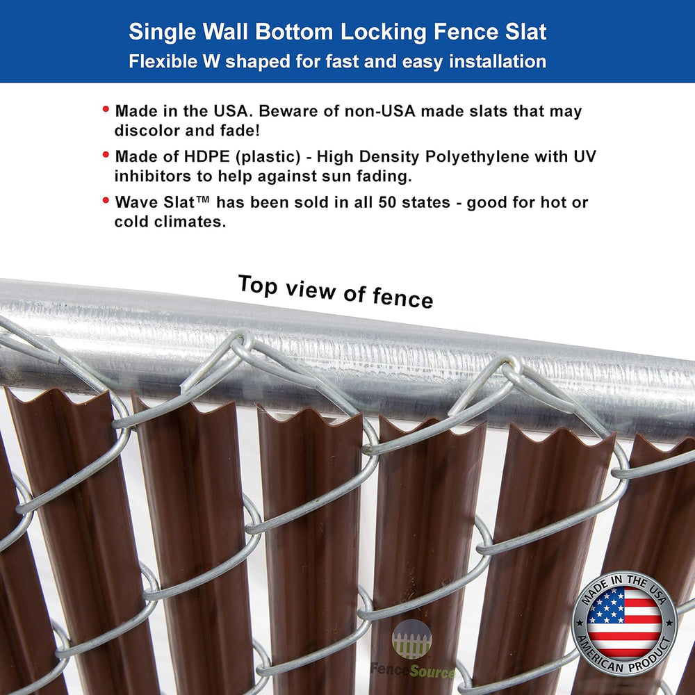 Brown Wave Slat (9 Colors Available) Single Wall Bottom Locking Privacy Slat ...