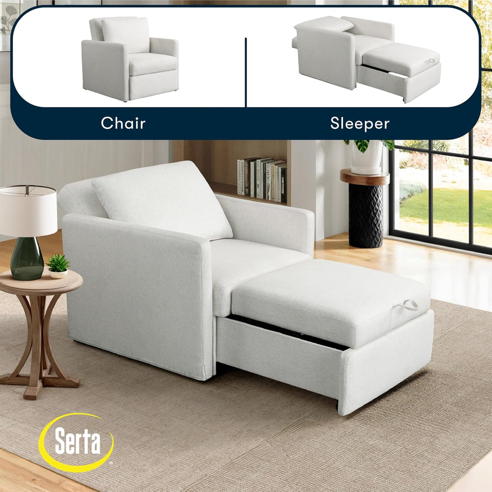Serta® Bondi 36" Convertible Sleeper Chair, Cot-Size, Modern Farmhouse, ...