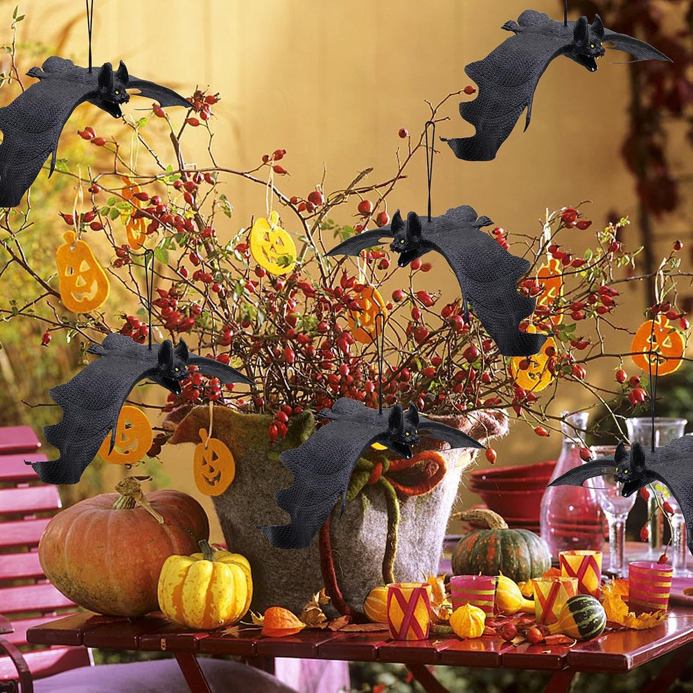 ATDAWN Halloween Hanging Bats, Rubber Bats, Realistic Looking Spooky Bats, Fl...