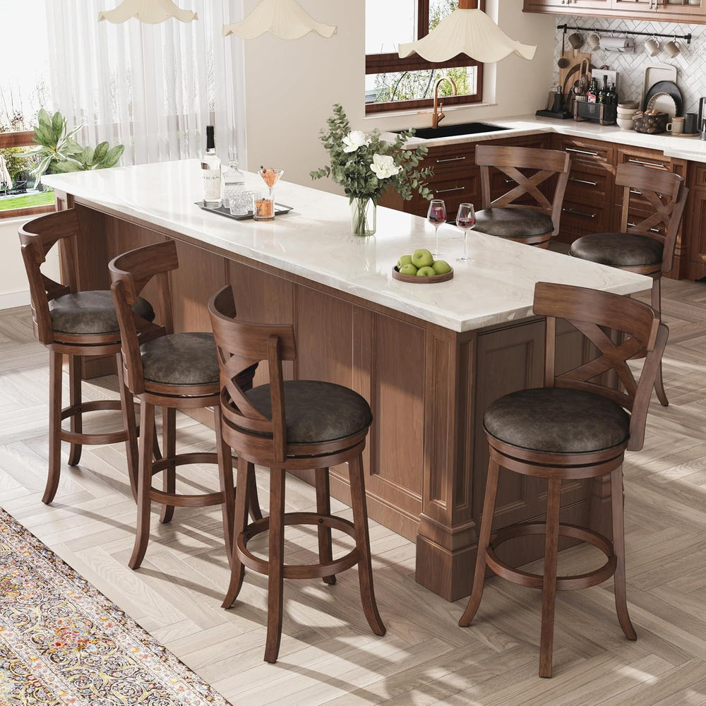ALPHA HOME Swivel Bar Stools with Backs, 30 Inch Bar Stools Set of 4