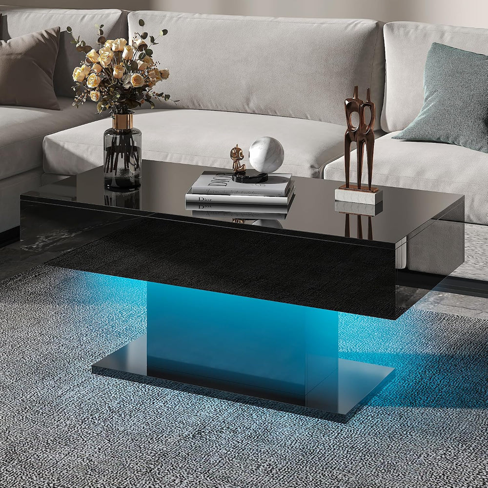 HedoAjim Led Coffee Table for Living Room, Living Room Table Rectangular Cent...
