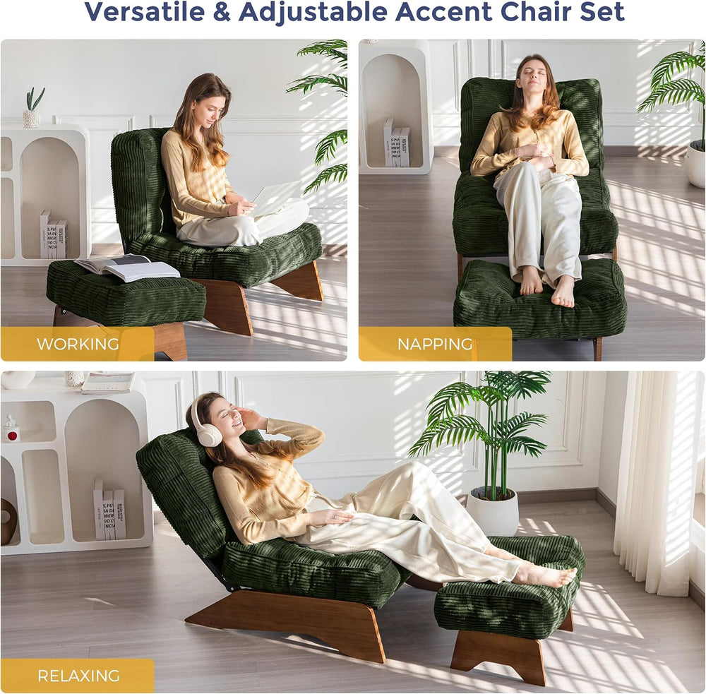 MAXYOYO Accent Chair with Ottoman, Lounge Chair with Adjustable Backrest