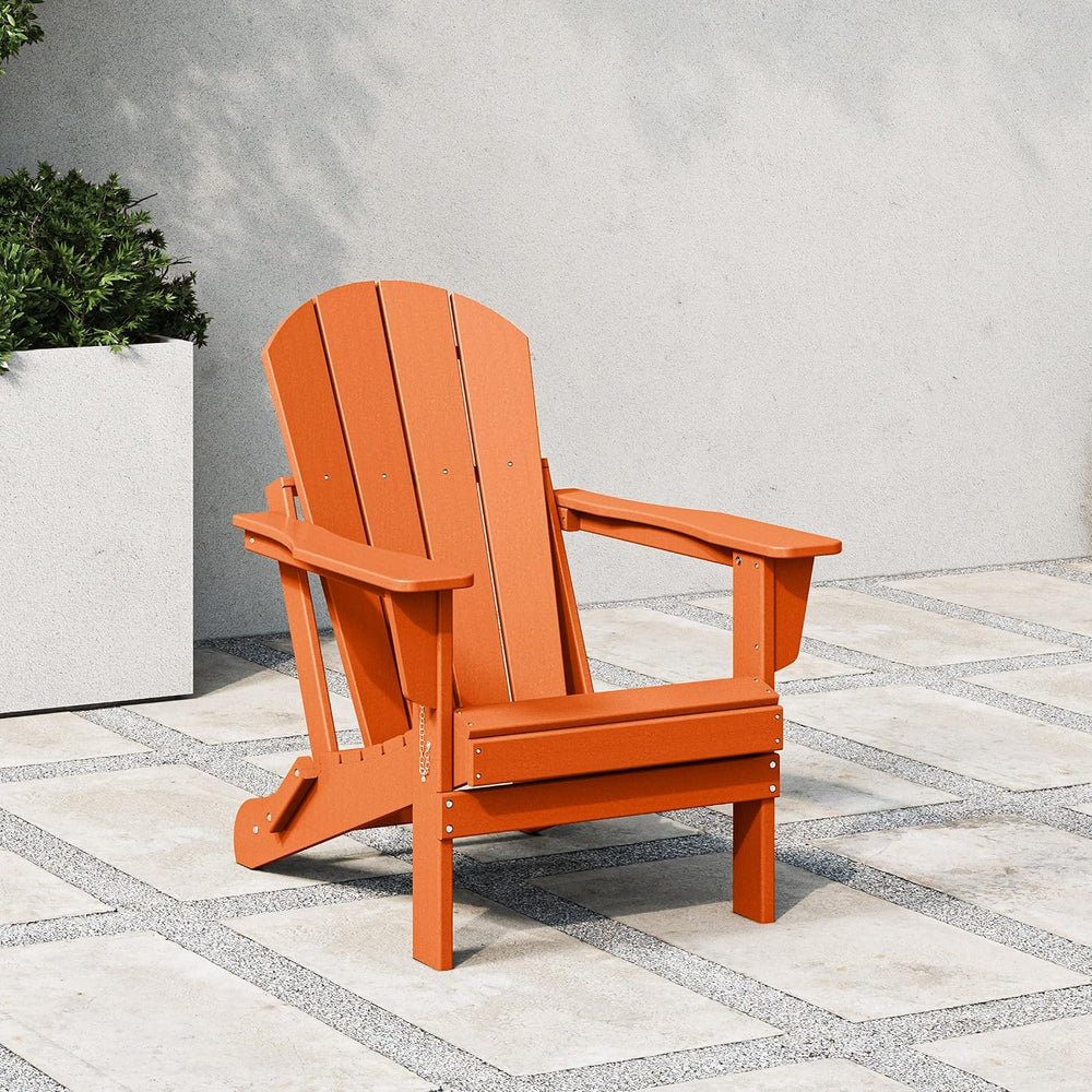 WestinTrends Malibu Outdoor Patio HDPE Folding Adirondack Chair, Orange