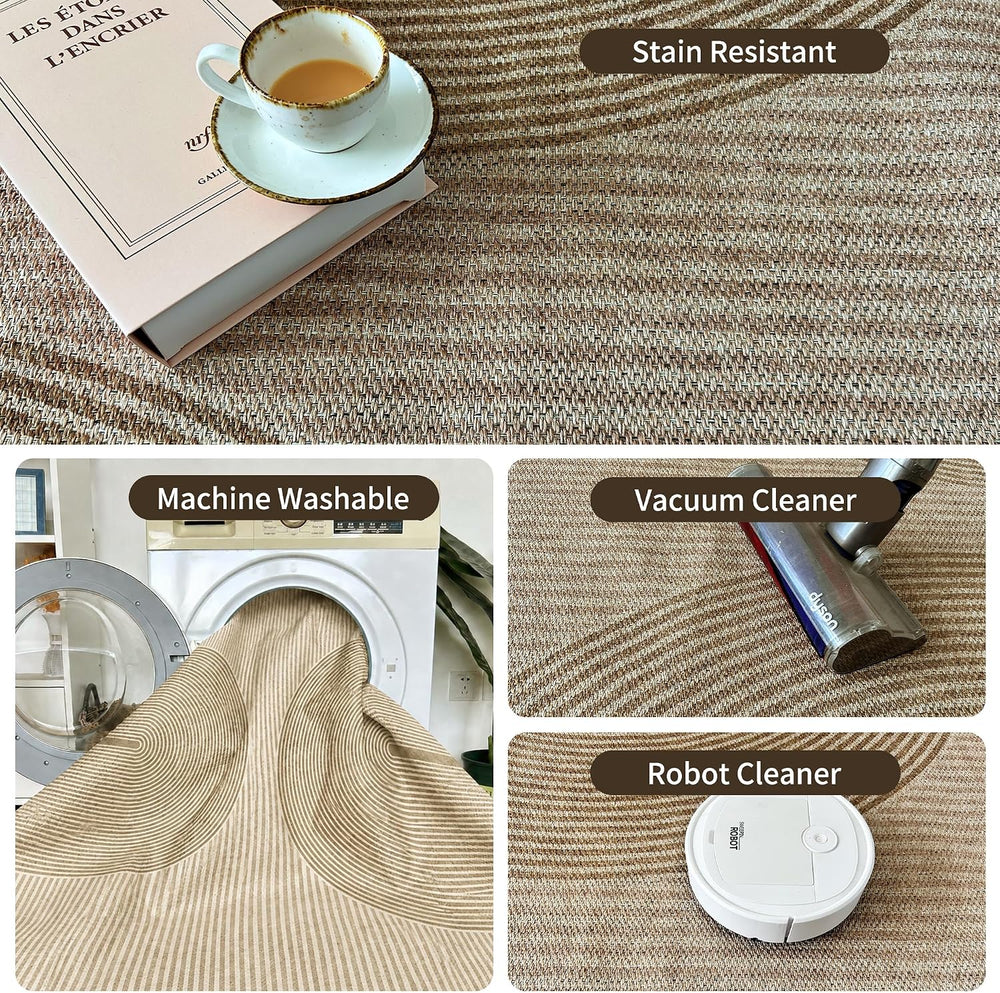 Easy Jute Rug for Pet Homes: 4x6 Outdoor Rug - Geometric Arch Pattern
