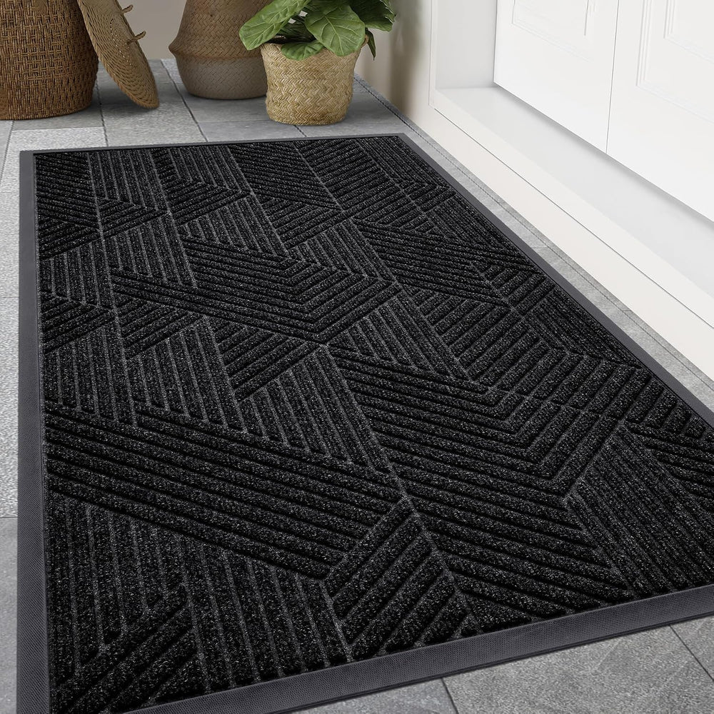 Smiry Front Door Mat Outside Entrance, Low Profile Rubber Doormat, 47x32