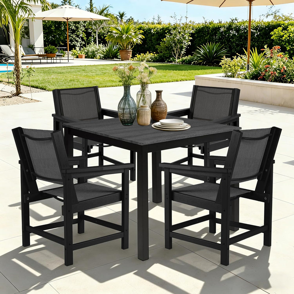 LZRS Dining Chairs,HDPE Outdoor Chairs Set of 2, All Wather Heavy Duty with C...