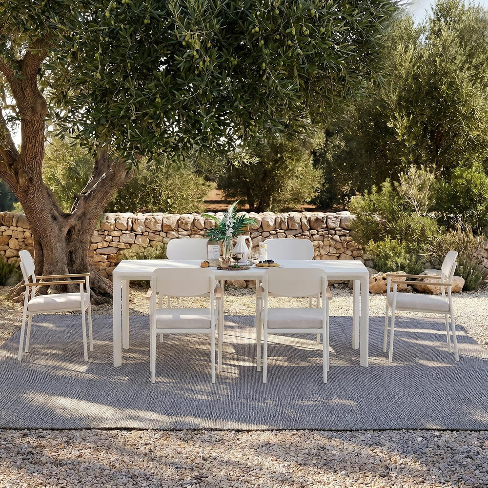 Modern Shade Luxury Outdoor Dining Set for 7, Outdoor Table and Chairs Set wi...