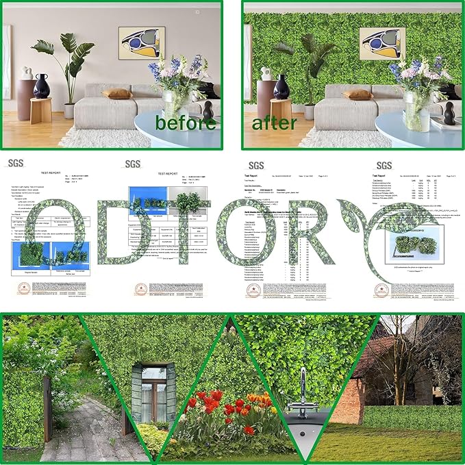 Artificial Plant Wall Roll: 60 X 120 in (50 sqft) UV-Anti Ivy Privacy Fence S...