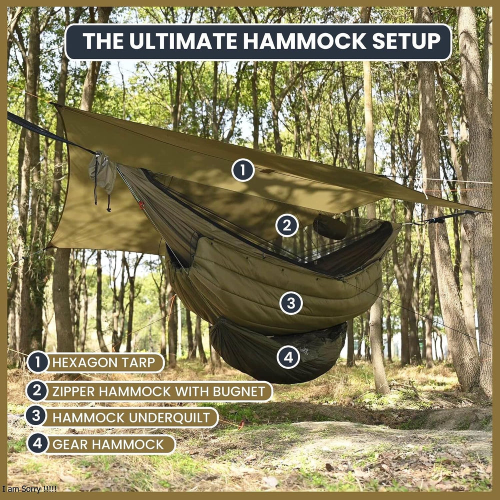 Onewind 11ft Ultralight Camping Hammock with Mosquito Net and Ridgeline