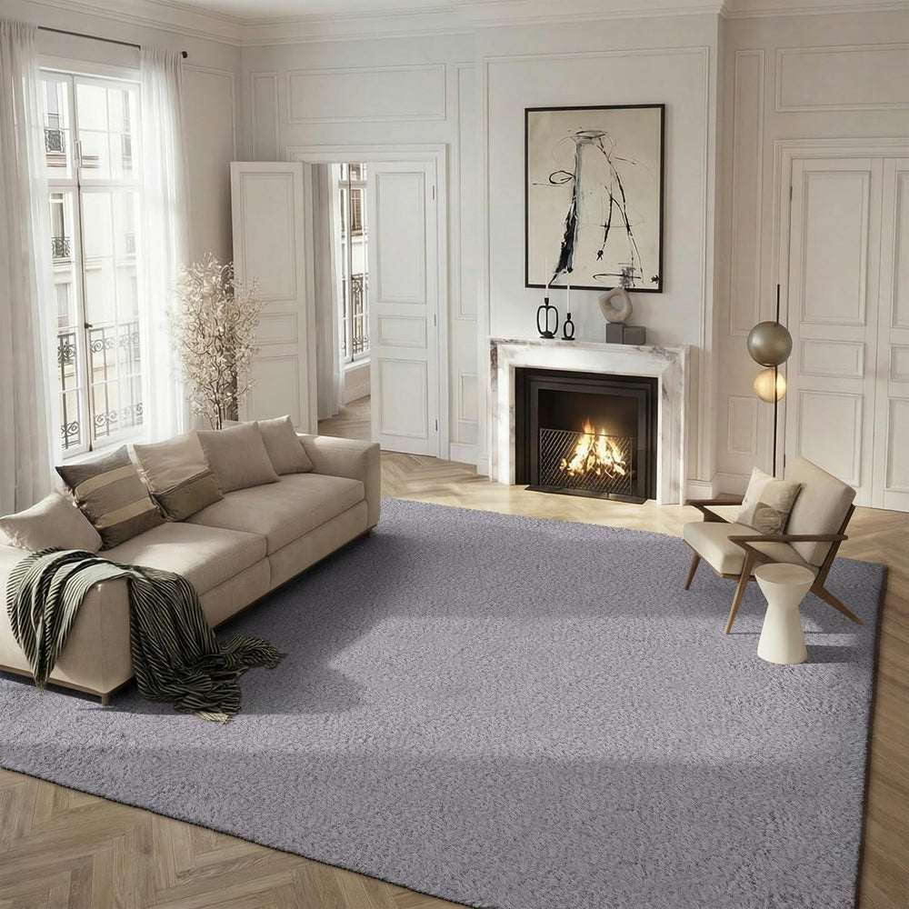 SAFAVIEH Luxe Shag Collection Area Rug - 9' x 12', Grey, Handmade Gla...
