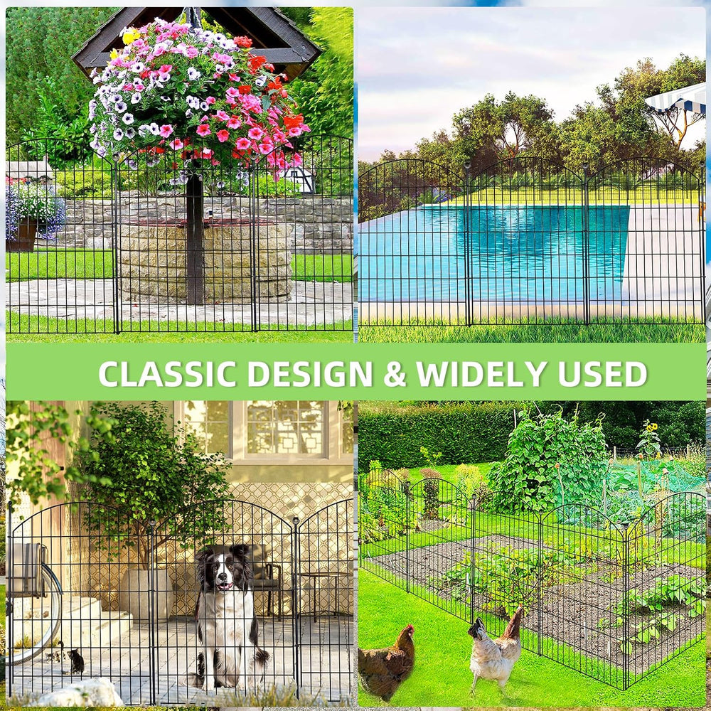 Decorative Garden Fence, 40in (H) x 12ft(L) No Dig Fence with Gate
