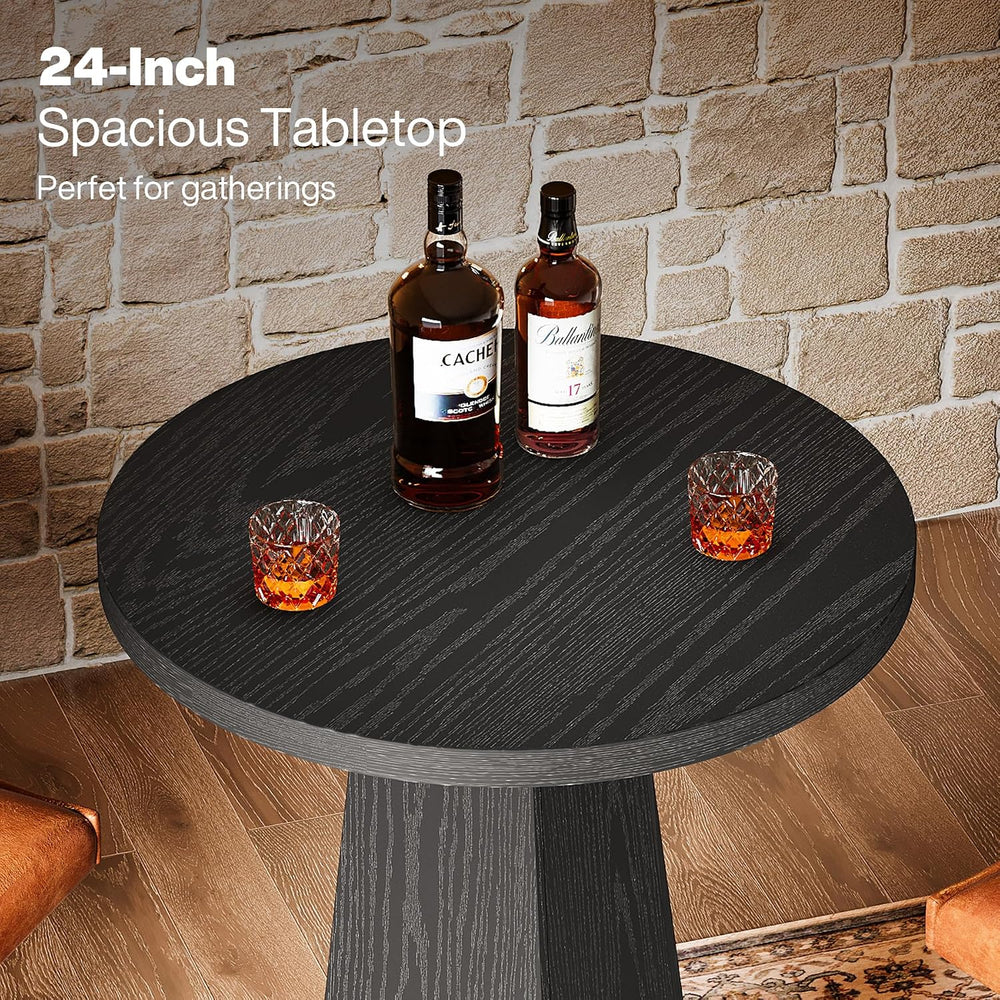 Tribesigns Round Bar Table, 37.4" High Pub Table with Metal Footrest
