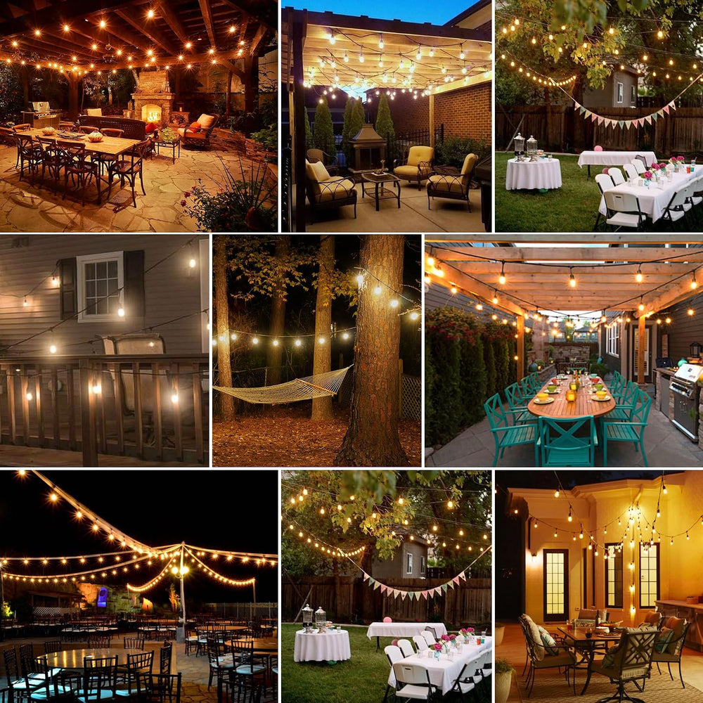 Banord 50FT Outdoor String Lights, S14 Waterproof Patio Lighting, Black