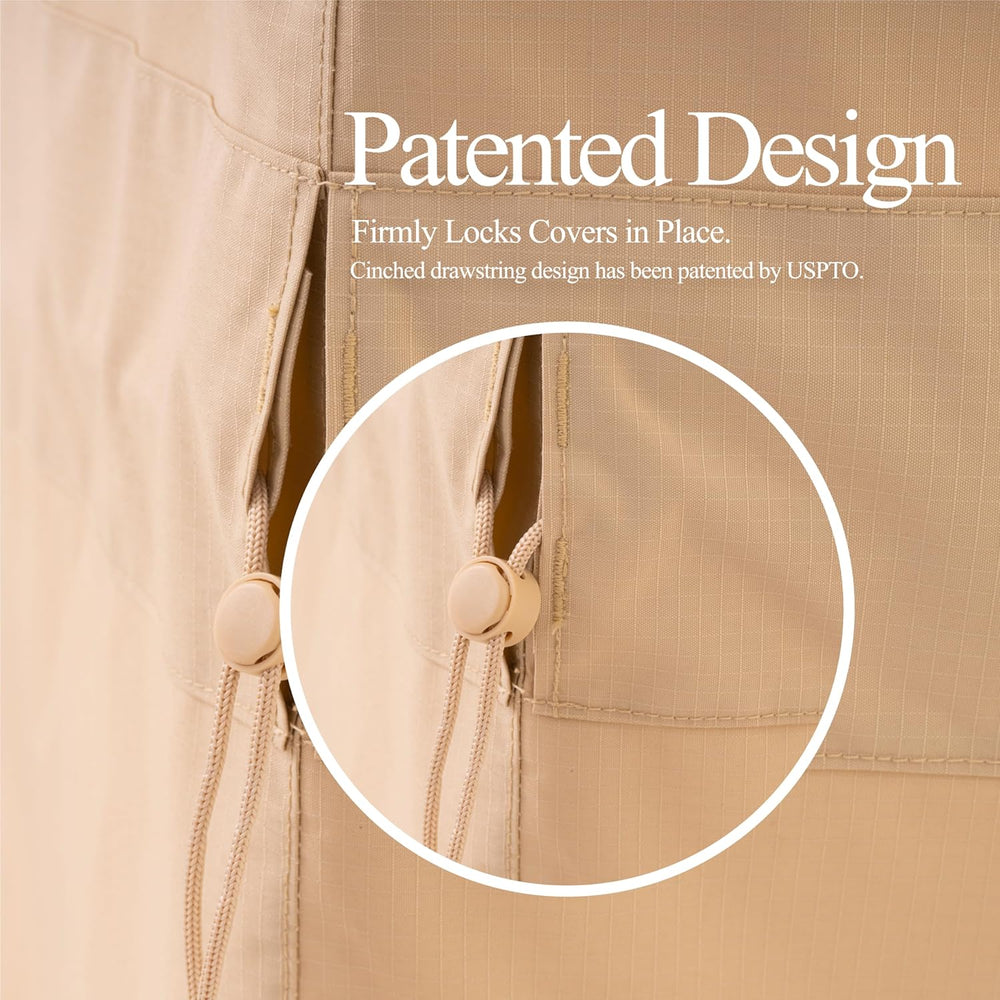 WJ-X3 Patio Chair Cover Heavy Duty, 36W x 40D x 36H, Beige, 1-Pack