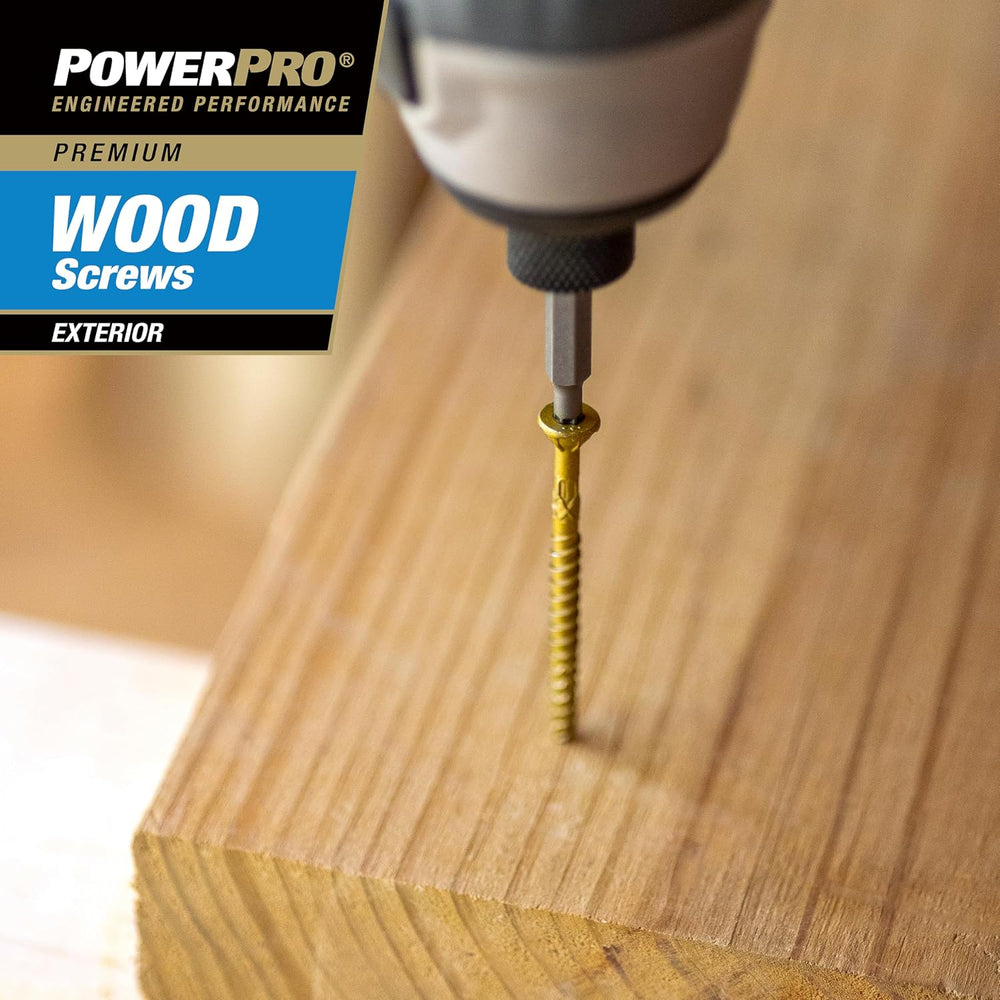 Power Pro Exterior Wood Screws, #9 x 3in Flat Head, 2000 Pieces, Bronze