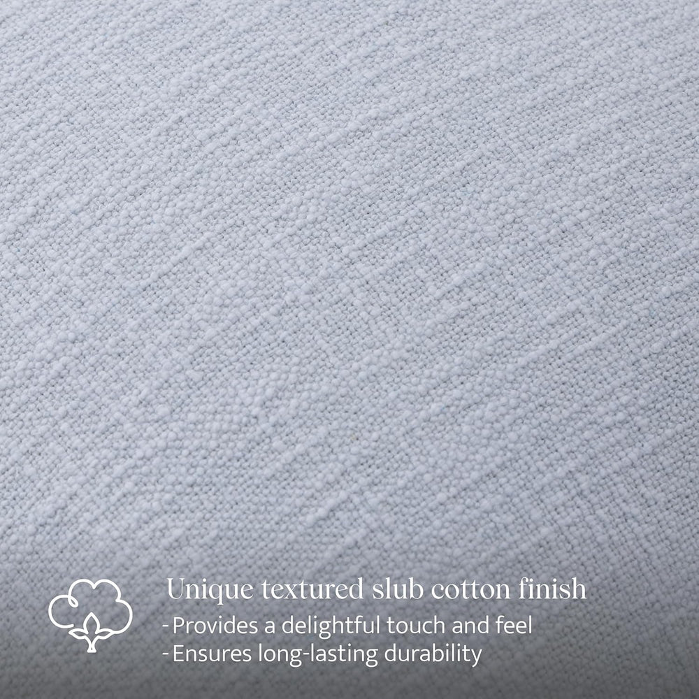 Double Stitch 100% Cotton Scalloped Throw Pillow Covers, Arctic Blue
