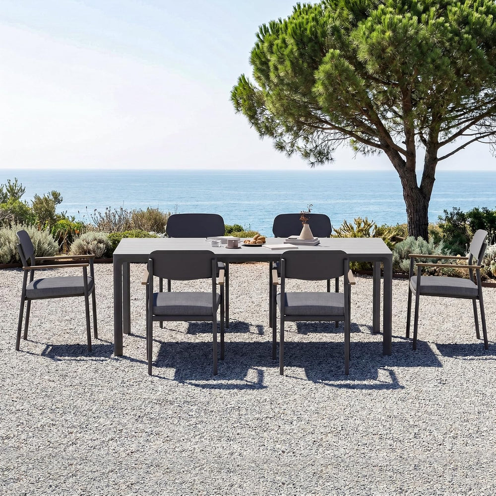 Modern Shade Luxury Outdoor Dining Set for 7, Outdoor Table and Chairs Set wi...