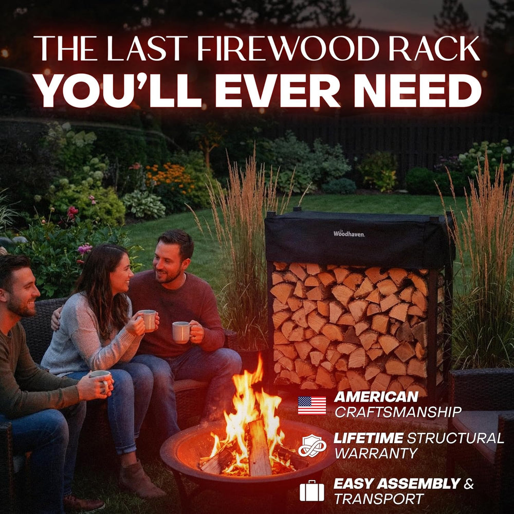 Woodhaven 3-Foot Firewood Rack – American Brand – ⅛ Plus Cord Raised Lumber S...