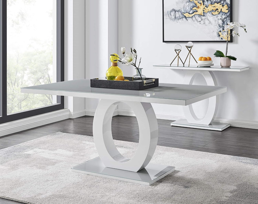 Furniturebox UK - Giovani Modern Stylish Grey/White High Gloss Glass Dining T...