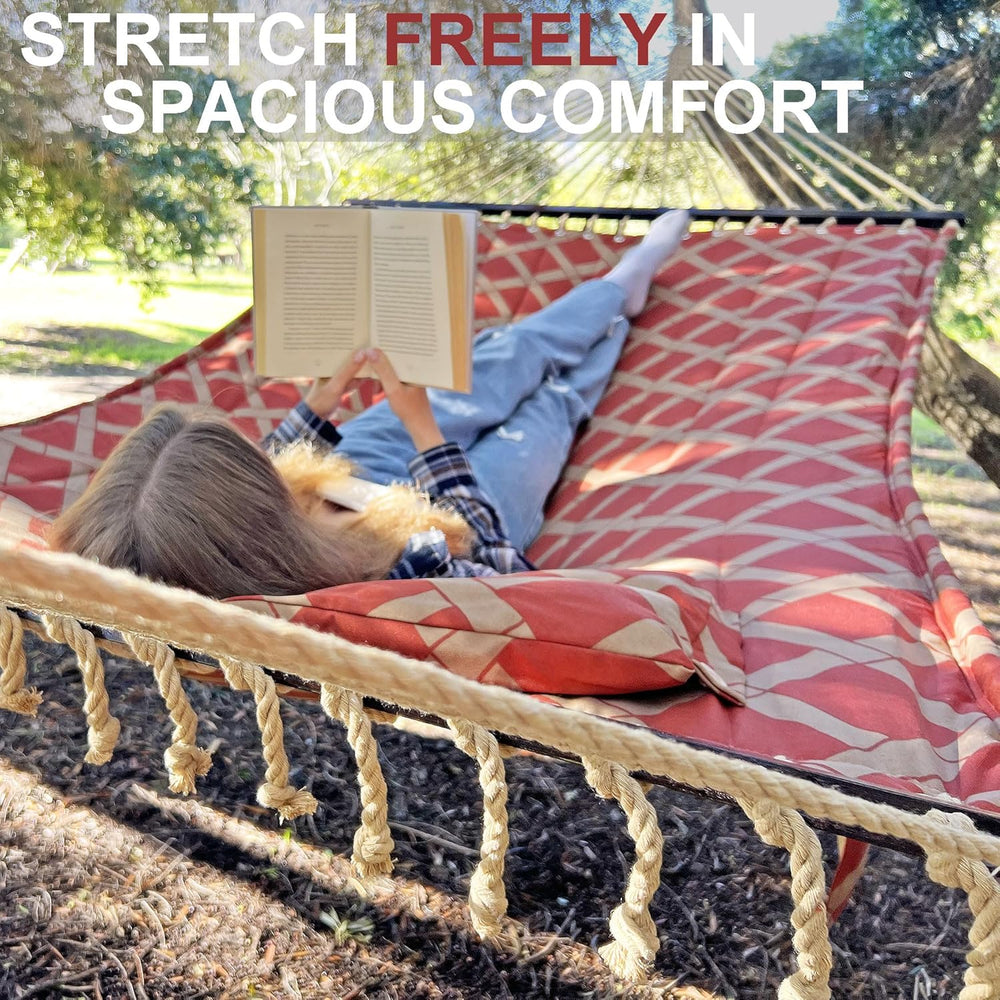 Quilted Double Hammock, Fade‑Resistant Fabric, 600 LBS Capacity